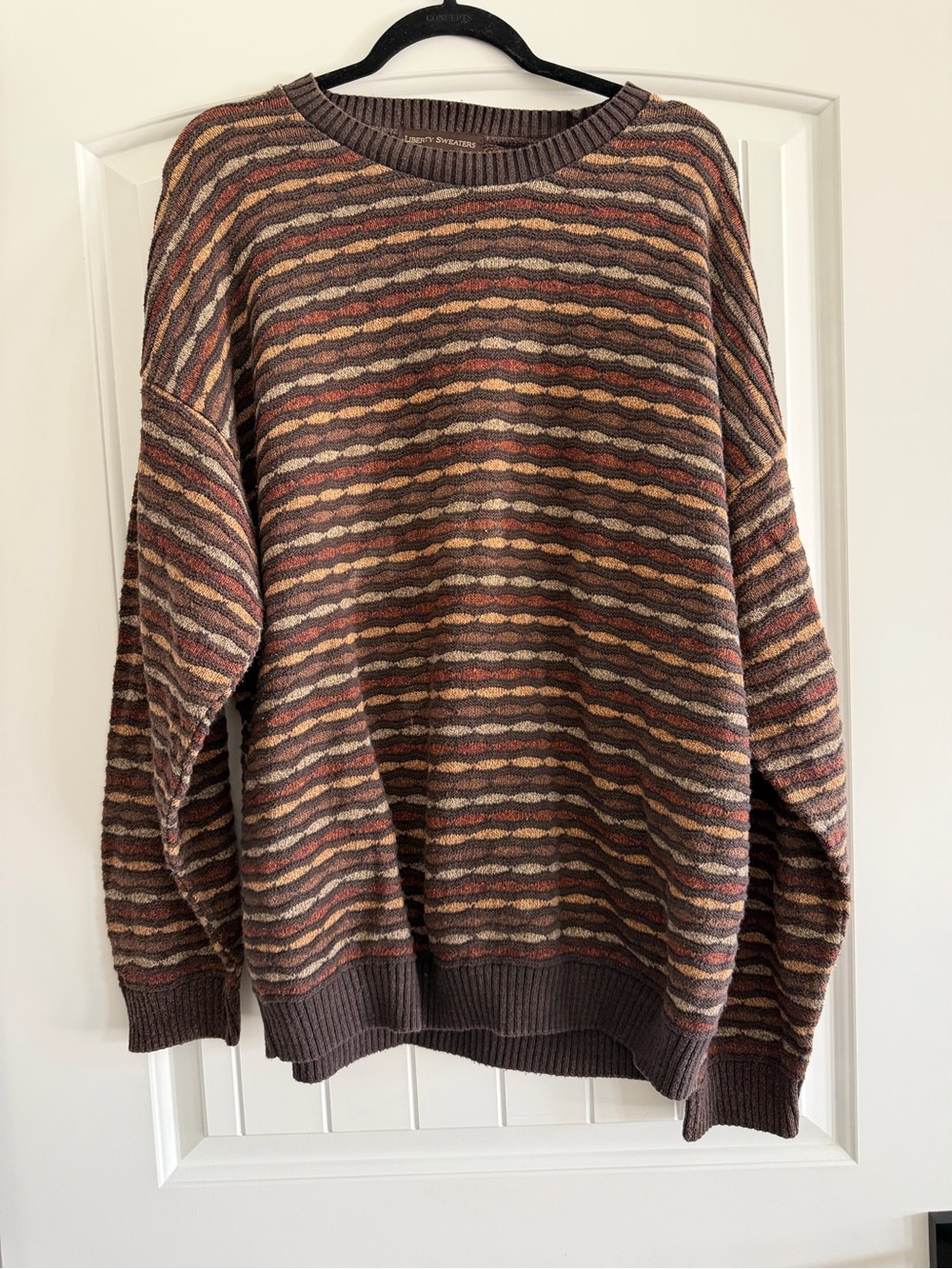 Vintage 90s Liberty Sweaters Men’s L Textured Striped Knit Sweater